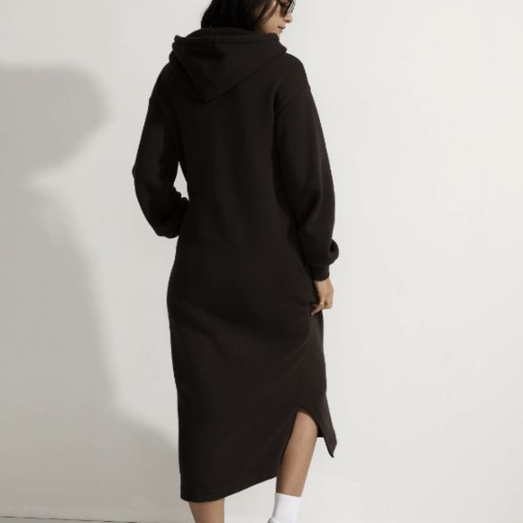 MADEWELL TRUE BLACK MWL BETTERTERRY HOODIE POCKETS SWEATSHIRT MIDI DRESS - Picture 5 of 8